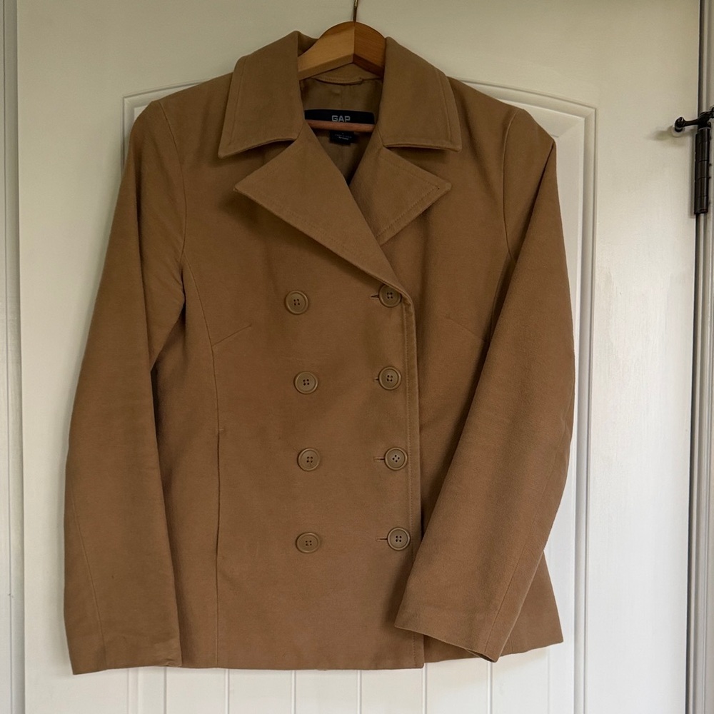 GAP Women's Double-Breasted Tan Peacoat